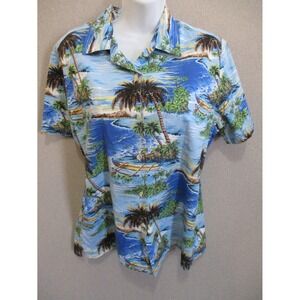 Women's Go Barefoot Aloha Hawaiian Shirt Size Medium Made In USA